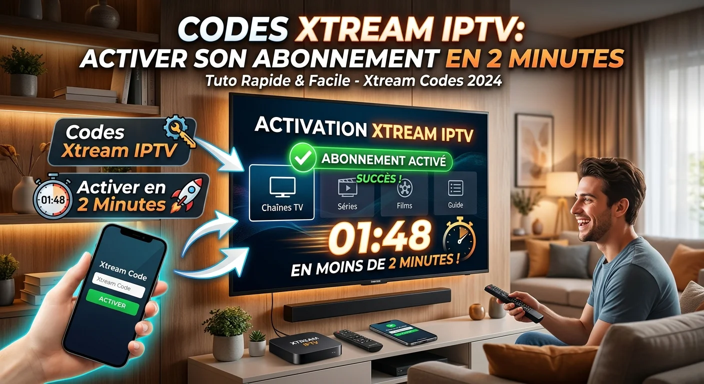 Codes Xtream IPTV — activer son abonnement avec l'URL du serveur, l'identifiant et le mot de passe