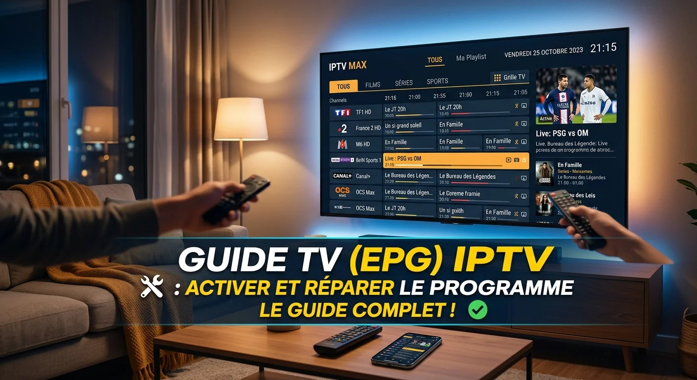 Guide TV EPG IPTV — afficher le programme des chaînes et corriger les horaires décalés