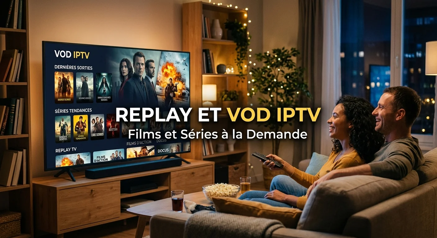 Replay et VOD IPTV — bibliothèque de films et séries à la demande en 4K